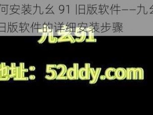 如何安装九幺 91 旧版软件——九幺 91 旧版软件的详细安装步骤