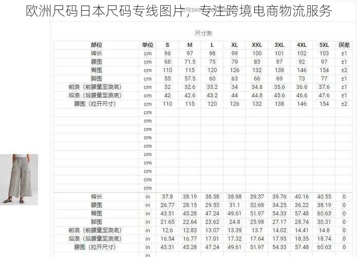 欧洲尺码日本尺码专线图片，专注跨境电商物流服务