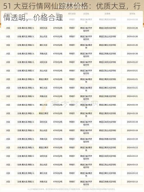 51 大豆行情网仙踪林价格：优质大豆，行情透明，价格合理