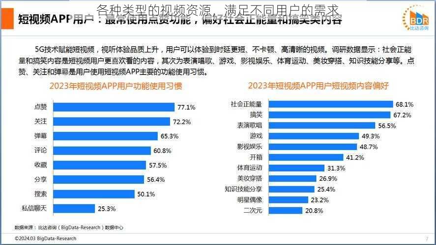 各种类型的视频资源，满足不同用户的需求