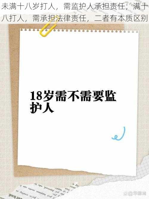 未满十八岁打人，需监护人承担责任；满十八打人，需承担法律责任，二者有本质区别