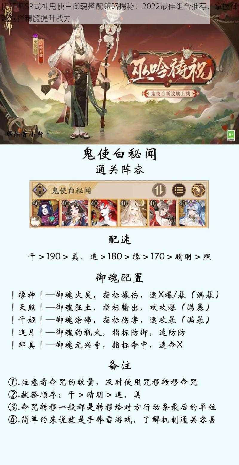 阴阳师SR式神鬼使白御魂搭配策略揭秘：2022最佳组合推荐，掌握御魂选择精髓提升战力