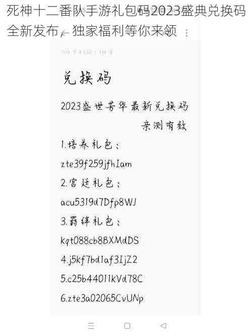 死神十二番队手游礼包码2023盛典兑换码全新发布，独家福利等你来领